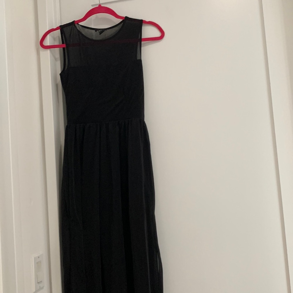 Black Maxi Dress with Sheer Paneling